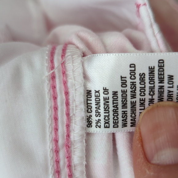 Crown & Ivy seashell pants, cropped capri, pink and white, size 6 - Picture 9 of 9